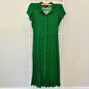 Catherine Malandrino Emerald Button Front Midi Dress